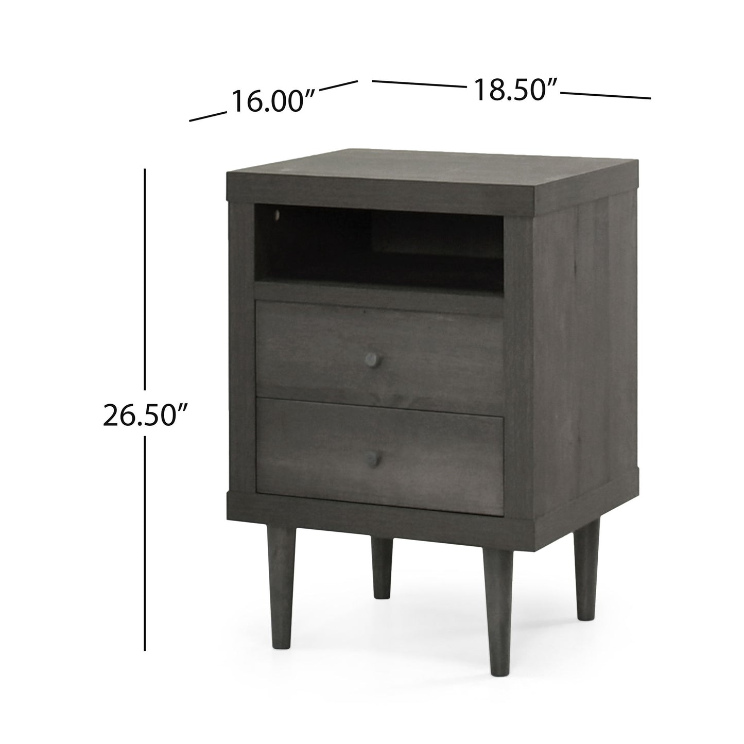 Nystrom - Mid Century Modern 2 Drawer Nightstand - The Sleep Loft - Online Mattress Showroom NYC