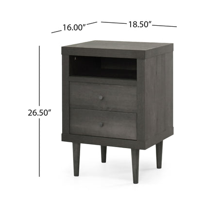 Nystrom - Mid Century Modern 2 Drawer Nightstand - The Sleep Loft - Online Mattress Showroom NYC