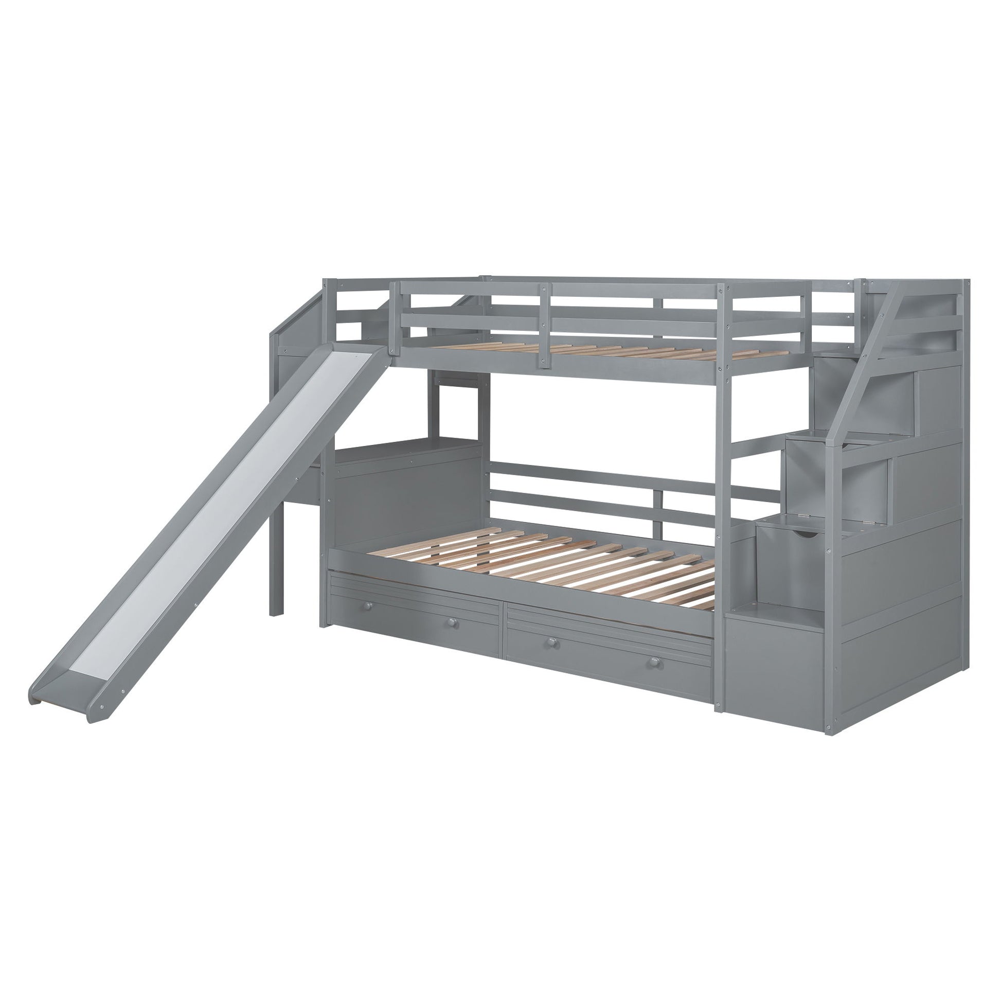 Bunk Bed With Storage Staircase, Slide, Desk, Drawers, And Shelves - The Sleep Loft - Online Mattress Showroom NYC