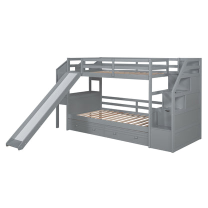 Bunk Bed With Storage Staircase, Slide, Desk, Drawers, And Shelves - The Sleep Loft - Online Mattress Showroom NYC