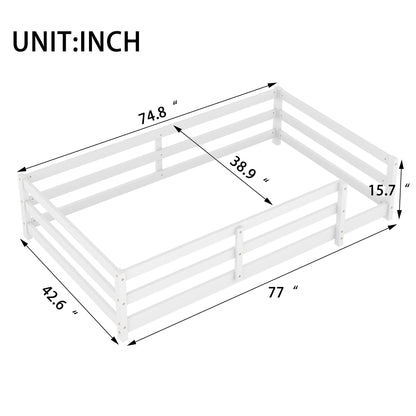 Twin Size Montessori Floor Bed With Fence - White - The Sleep Loft - Online Mattress Showroom NYC