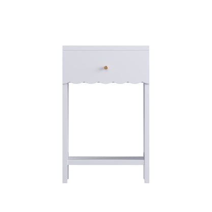 Nightstand With Drawer And Open Shelf, Scalloped Edge Bedside Table - The Sleep Loft - Online Mattress Showroom NYC