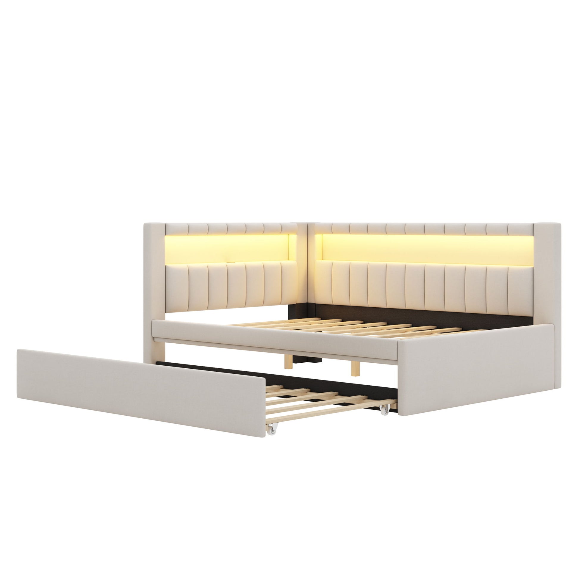 Upholstered Platform Bed With USB Ports And LED Belt - The Sleep Loft - Online Mattress Showroom NYC