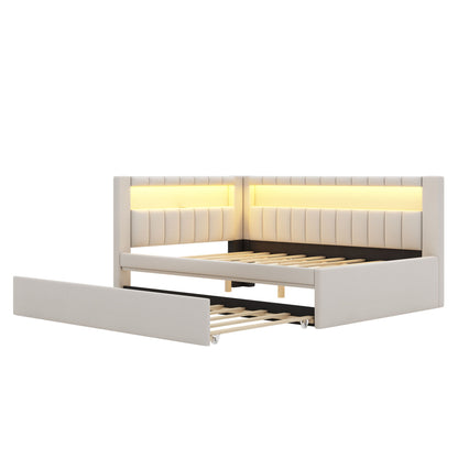 Upholstered Platform Bed With USB Ports And LED Belt - The Sleep Loft - Online Mattress Showroom NYC