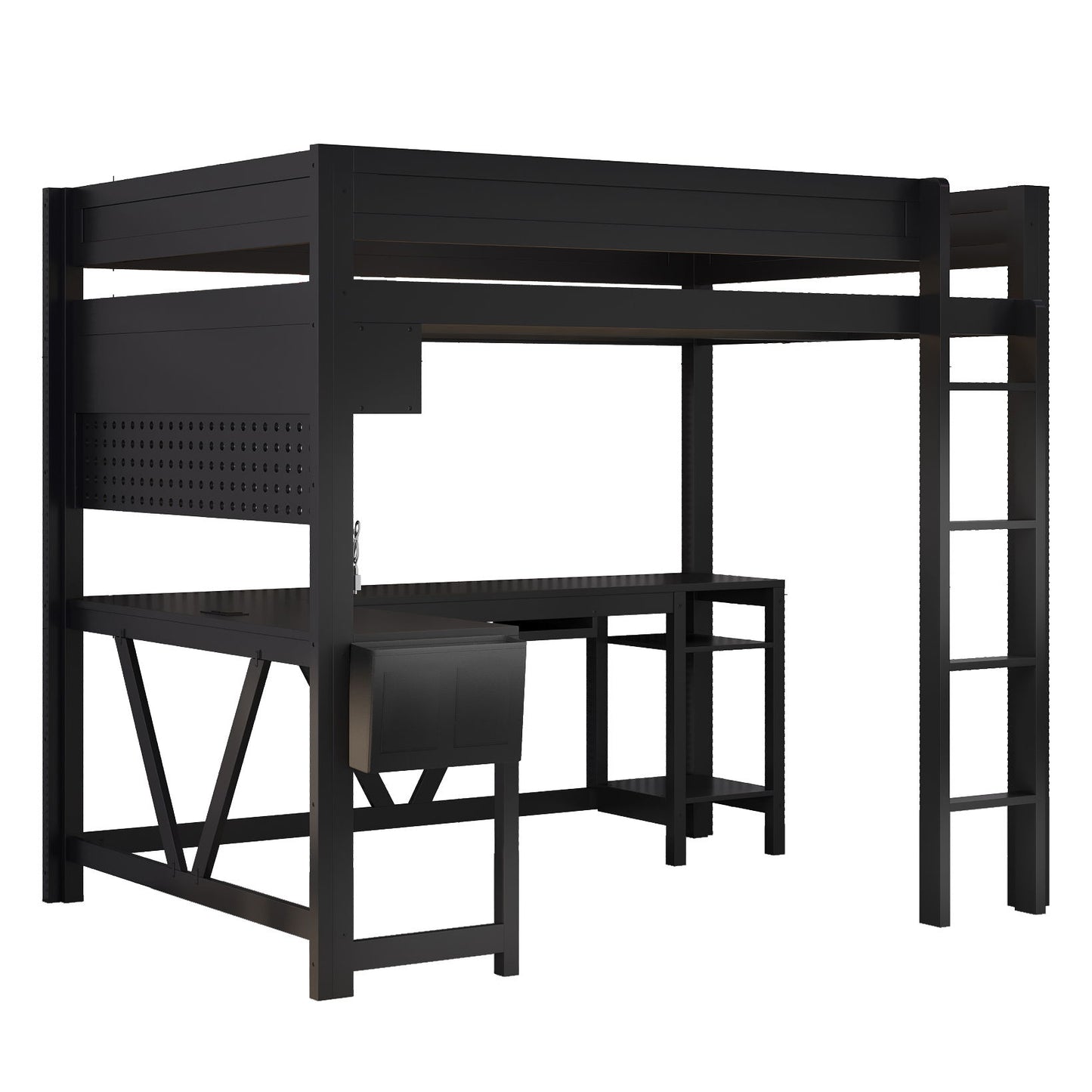 Gaming Loft Bed With Desk, Storage Shelves, LED And Charging Station - The Sleep Loft - Online Mattress Showroom NYC