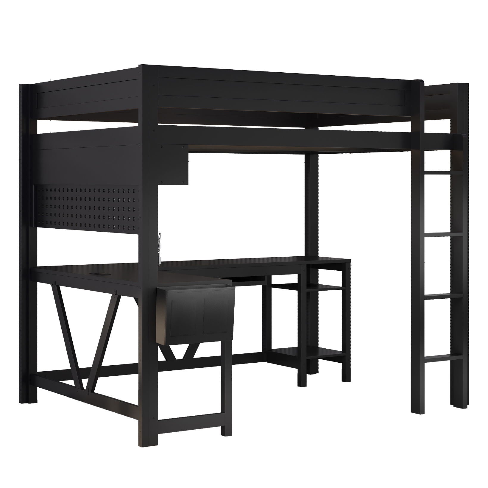 Gaming Loft Bed With Desk, Storage Shelves, LED And Charging Station - The Sleep Loft - Online Mattress Showroom NYC