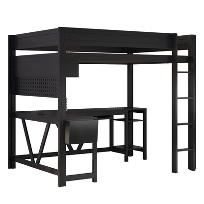 Gaming Loft Bed With Desk, Storage Shelves, LED And Charging Station - The Sleep Loft - Online Mattress Showroom NYC