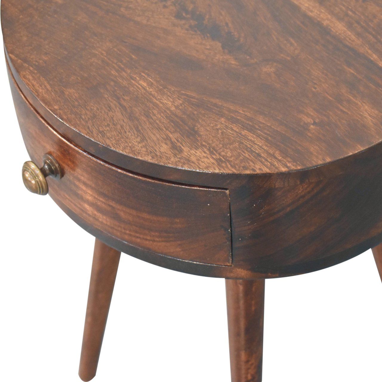 Circular Shaped Bedside Table - Walnut - The Sleep Loft - Online Mattress Showroom NYC