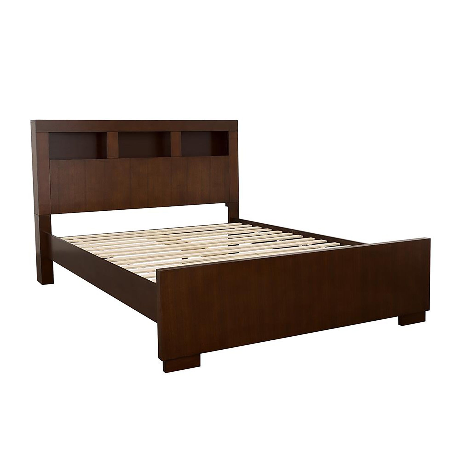 Queen Bed With Bookcase Headboard - Brown - The Sleep Loft - Online Mattress Showroom NYC