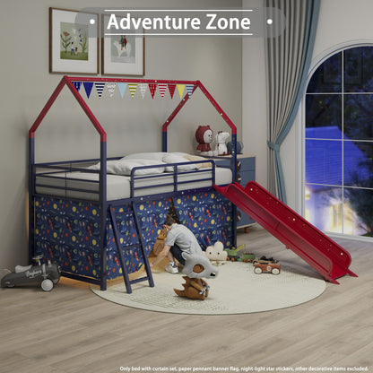 Jack - House Loft Bed With Slide And Curtain Set - The Sleep Loft - Online Mattress Showroom NYC