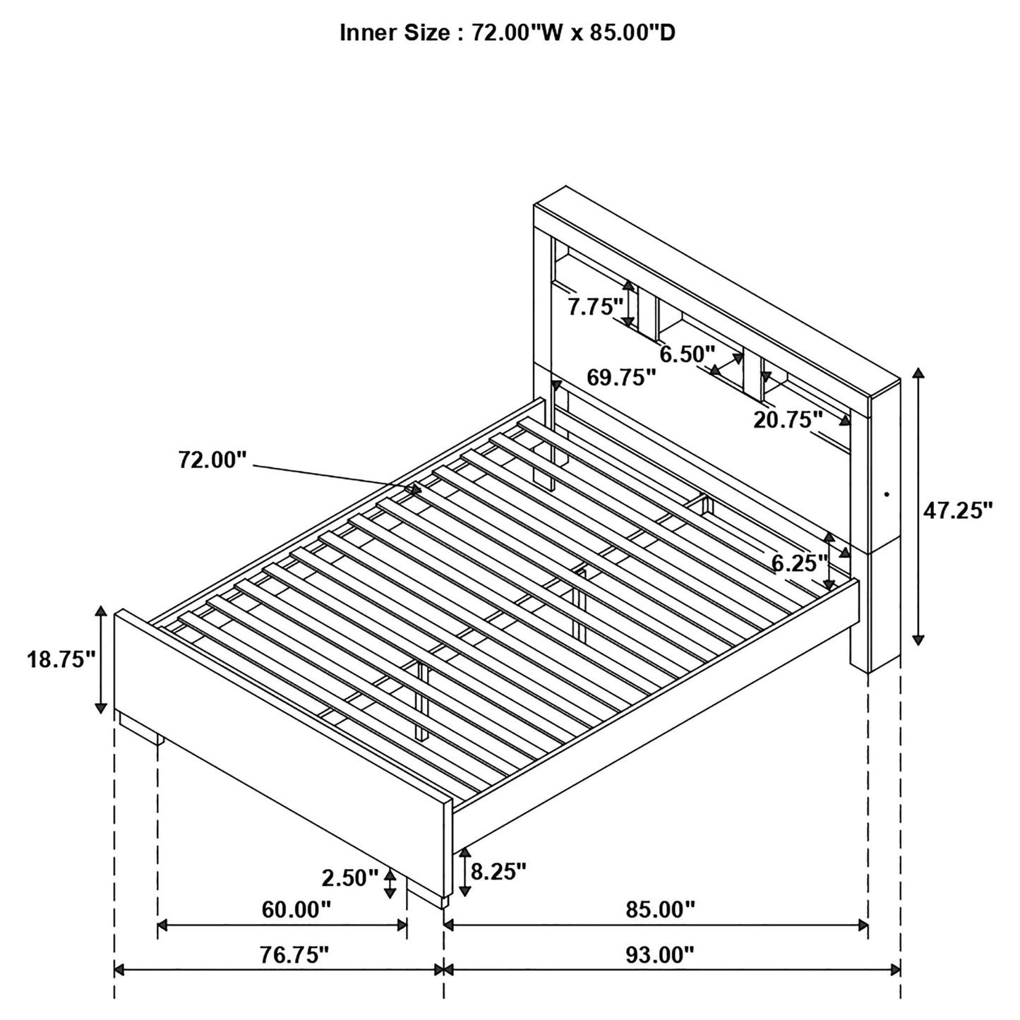 Ardino - California King Bed With Bookcase Headboard - Cappuccino - The Sleep Loft - Online Mattress Showroom NYC