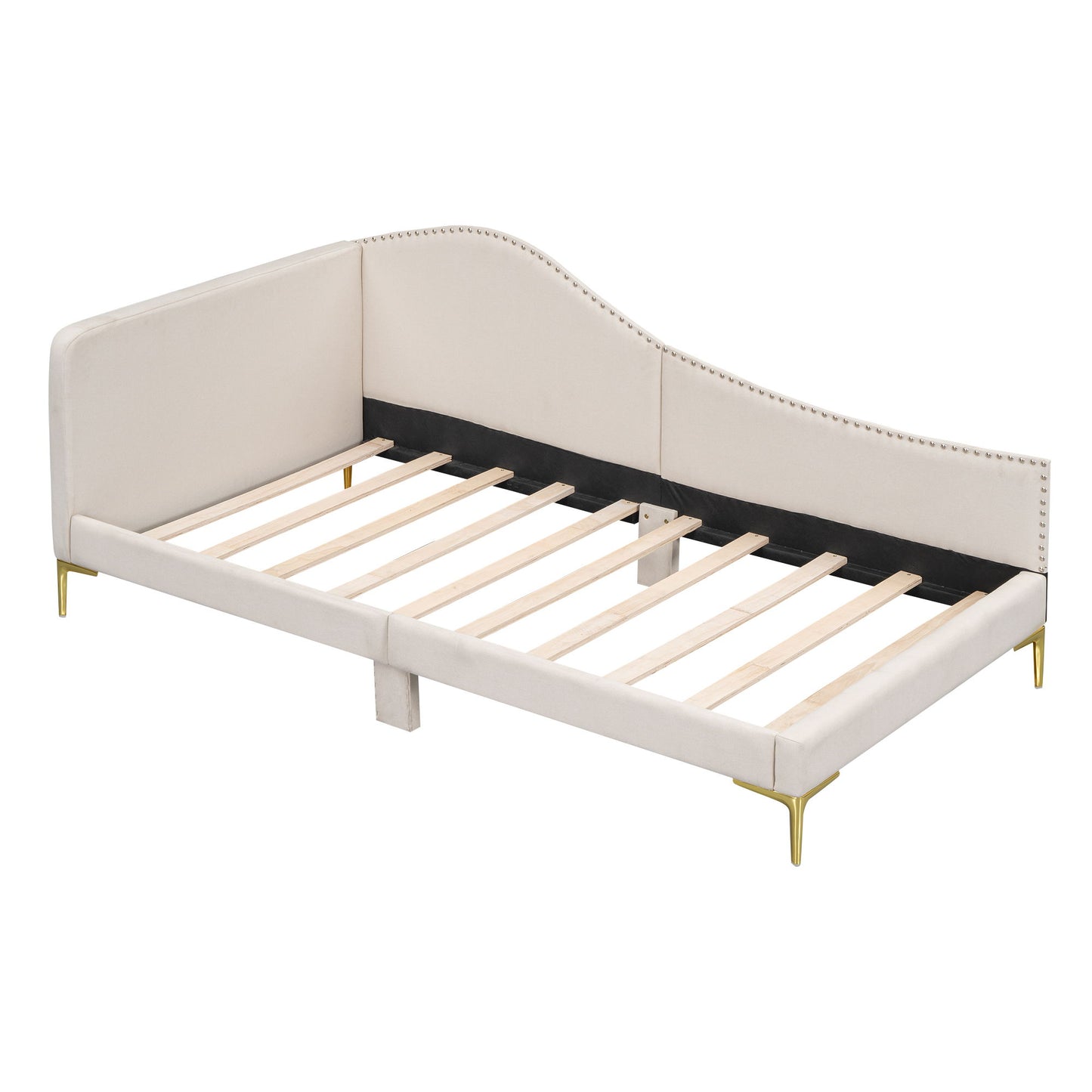 Upholstered Daybed With Headboard And Armrest, Support Legs - The Sleep Loft - Online Mattress Showroom NYC