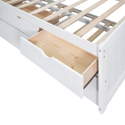 Captain Bed With Built In Bookshelves, 3 Storage Drawers, And Trundle - The Sleep Loft - Online Mattress Showroom NYC