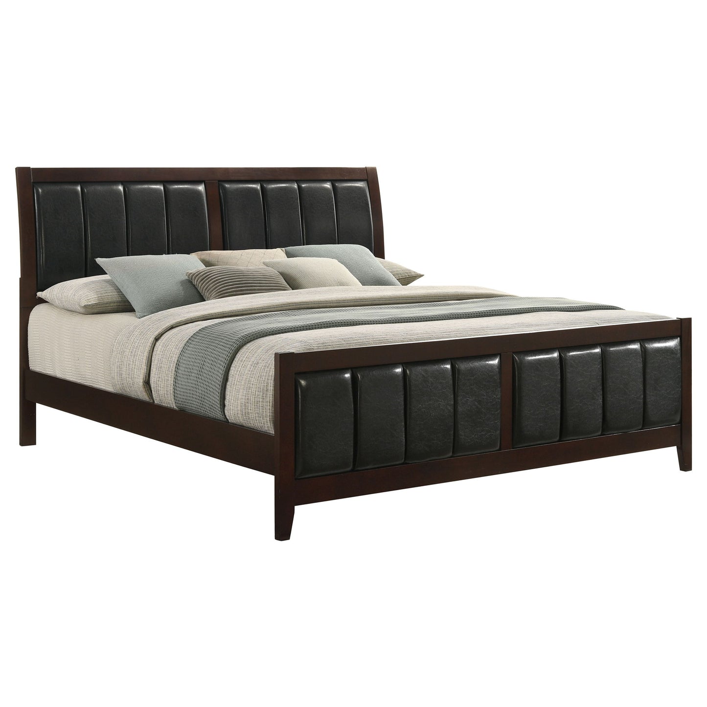 Eastern King Panel Bed With Upholstered Headboard And Footboard - Cappuccino - The Sleep Loft - Online Mattress Showroom NYC