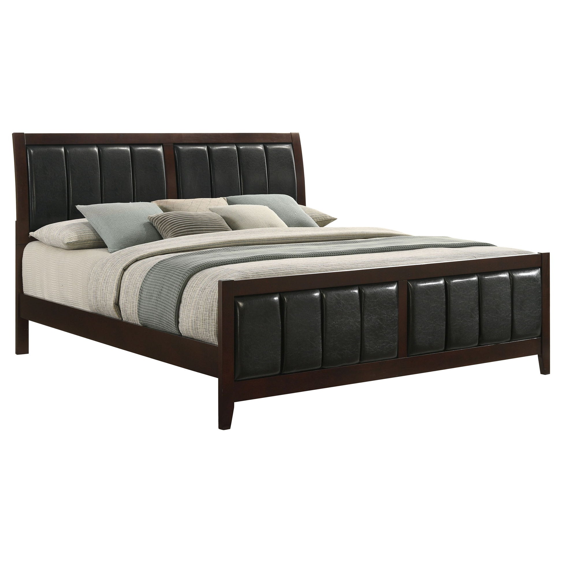 Eastern King Panel Bed With Upholstered Headboard And Footboard - Cappuccino - The Sleep Loft - Online Mattress Showroom NYC