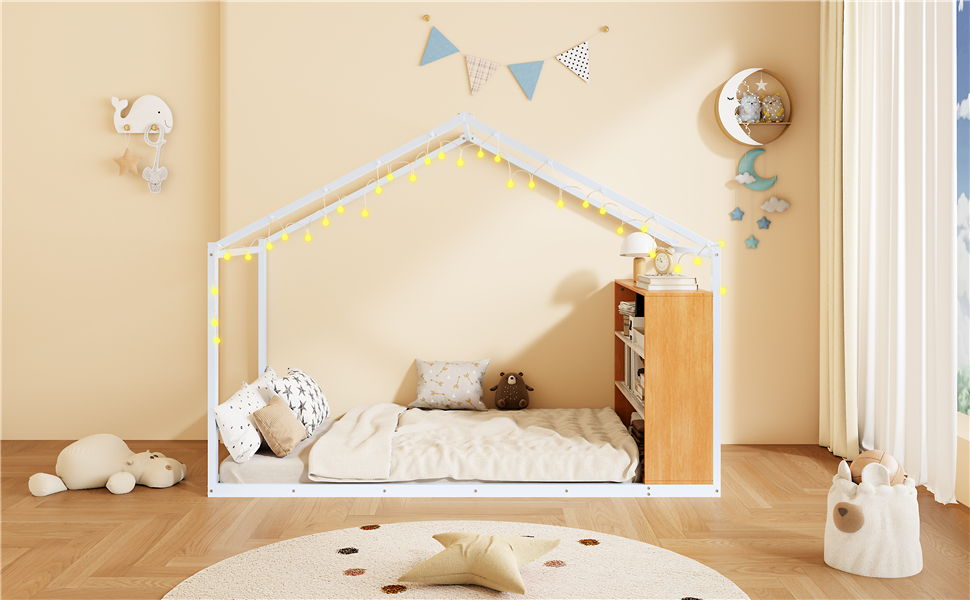 Bed House Frame With Shelves And Lights - The Sleep Loft - Online Mattress Showroom NYC