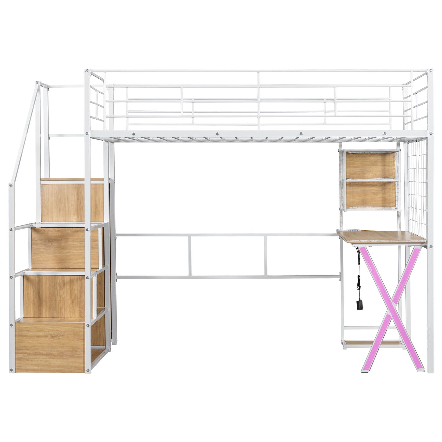 Loft Bed With Built In Work Station, Wardrobe, Storage Staircase And LED - The Sleep Loft - Online Mattress Showroom NYC