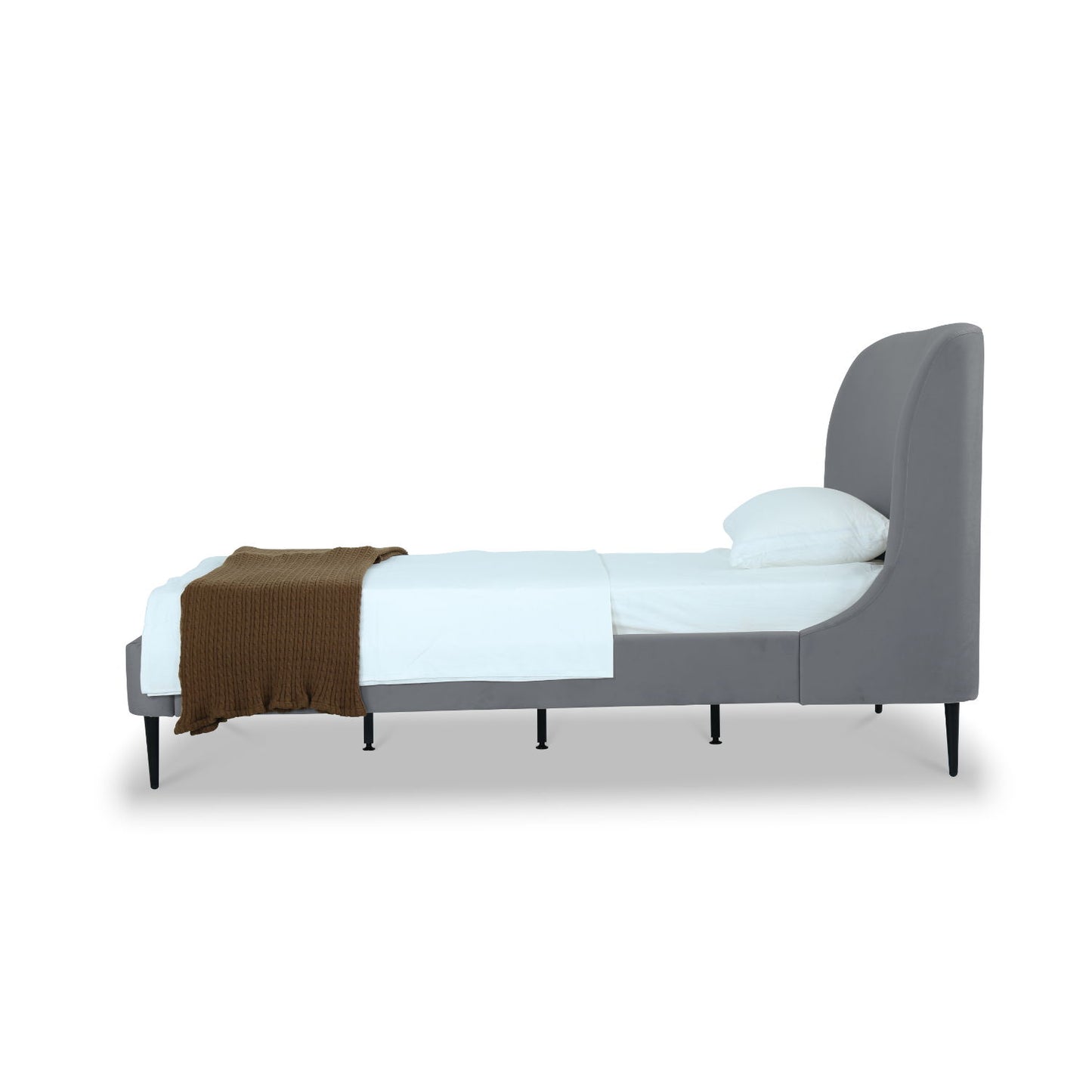 Twin Bed With Curved Headboard - Gray / Black - The Sleep Loft - Online Mattress Showroom NYC
