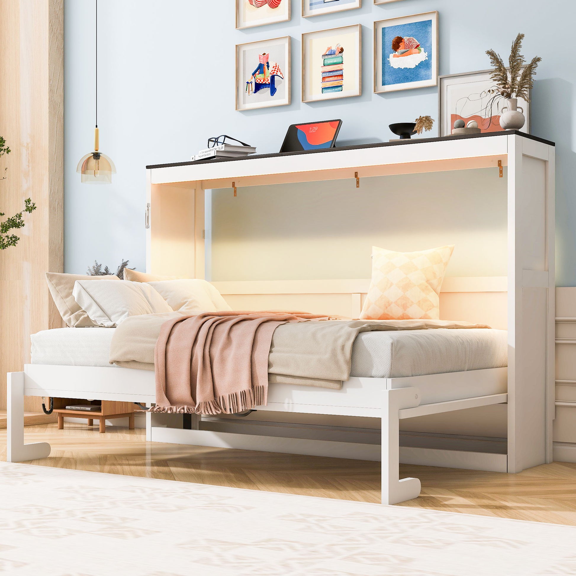 Murphy Bed With LED Light, Foldable Wall Bed Cabinet - The Sleep Loft - Online Mattress Showroom NYC