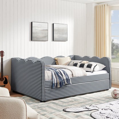 Gingham Daybed With USB Charging Port, Wave-Shaped Design - The Sleep Loft - Online Mattress Showroom NYC