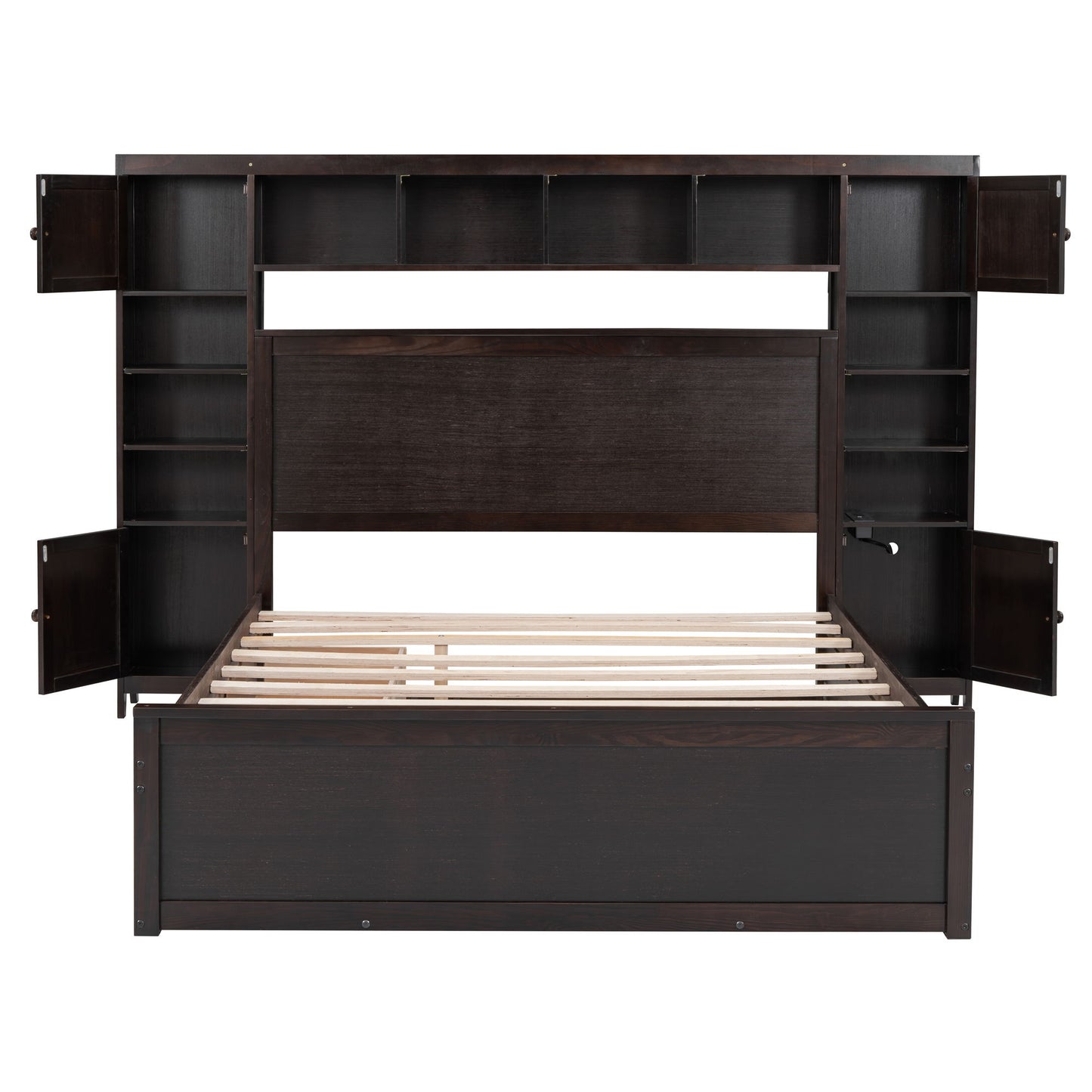 Bed With All In One Cabinet, Shelf And Sockets, Twin Long Trundle - The Sleep Loft - Online Mattress Showroom NYC