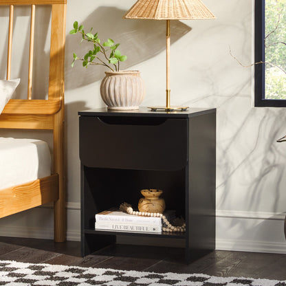 Modern Minimalist 1 Drawer Nightstand With Cubby - The Sleep Loft - Online Mattress Showroom NYC