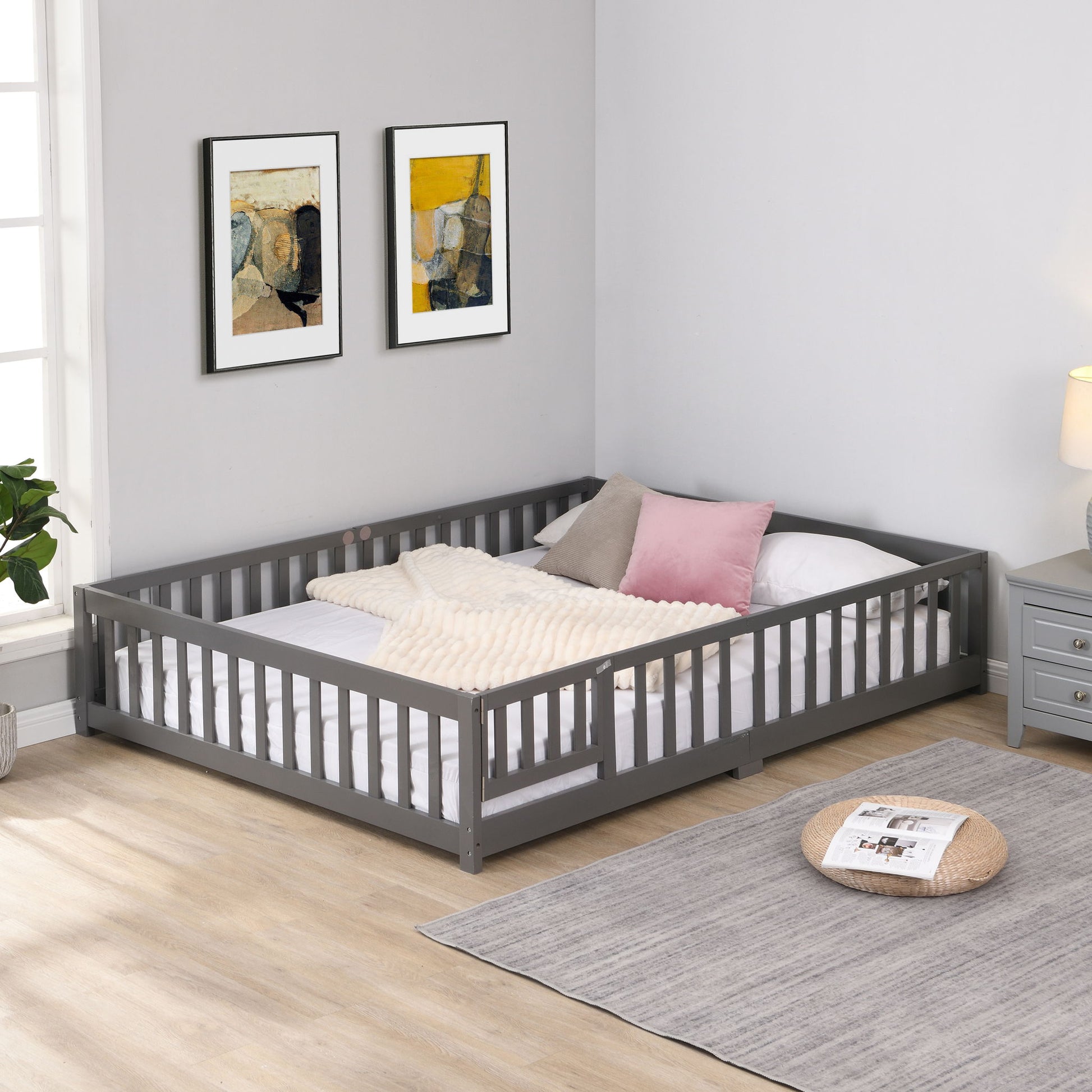 Solid Wood Floor Bed With Door And Fence For Children - The Sleep Loft - Online Mattress Showroom NYC