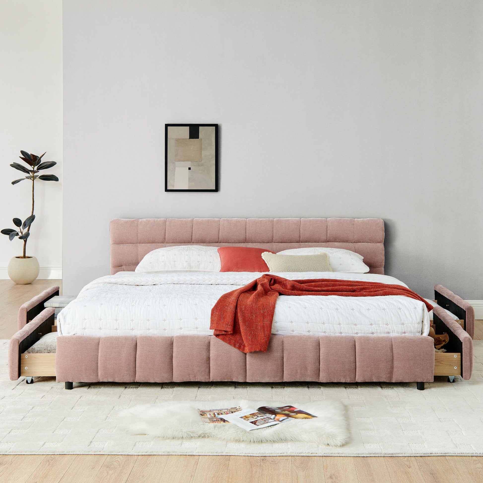 Modern Platform Bed Frame With Thick Fabric - The Sleep Loft - Online Mattress Showroom NYC