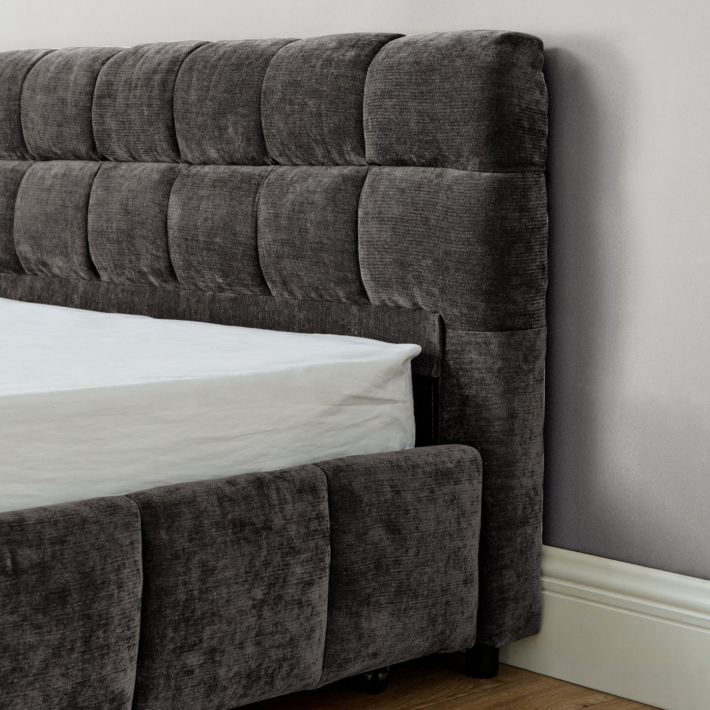 Modern Platform Bed Frame With Thick Fabric - The Sleep Loft - Online Mattress Showroom NYC