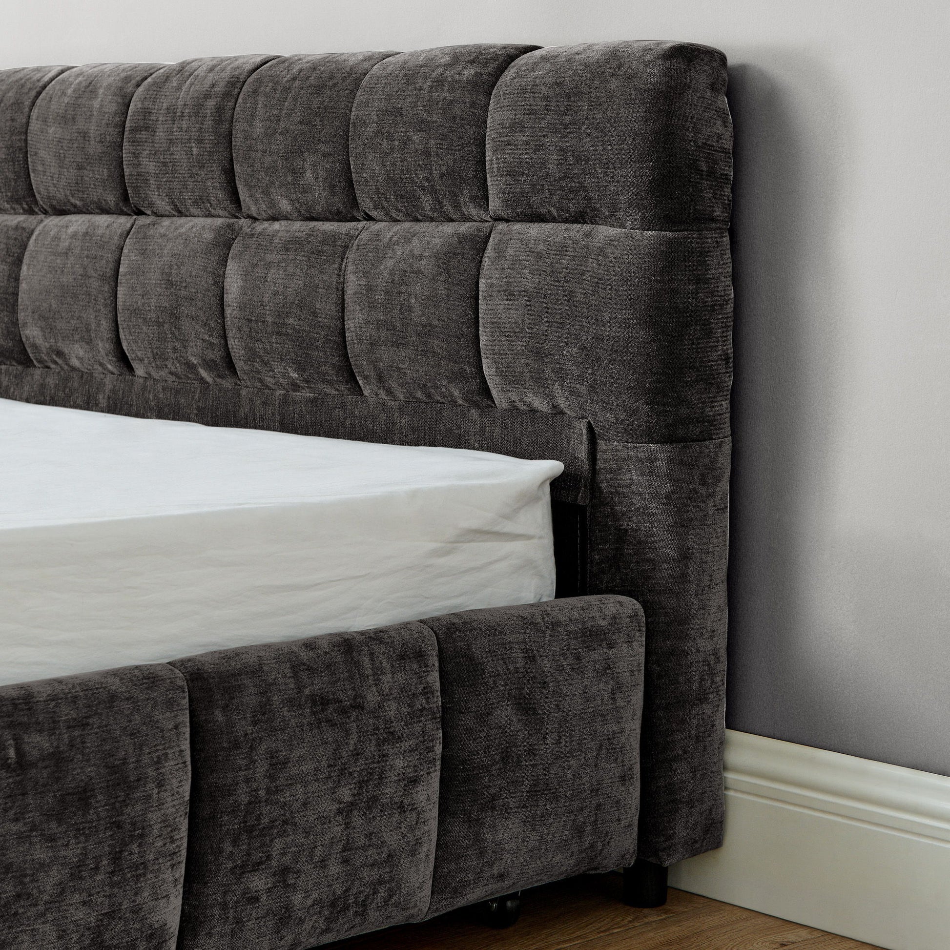Modern Platform Bed Frame With Thick Fabric - The Sleep Loft - Online Mattress Showroom NYC