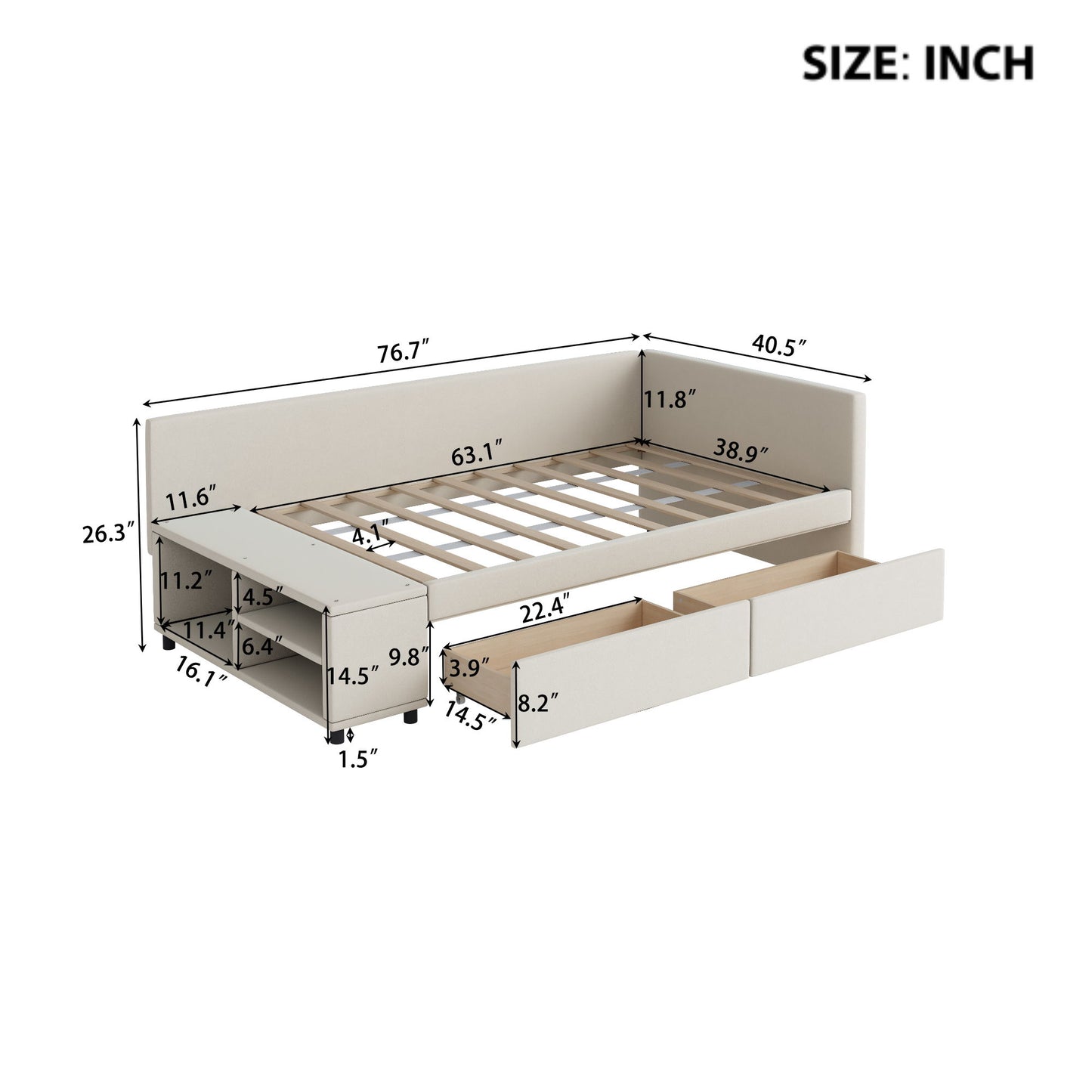 L Shaped Upholstered Platform Bed With Storage And Drawers - The Sleep Loft - Online Mattress Showroom NYC