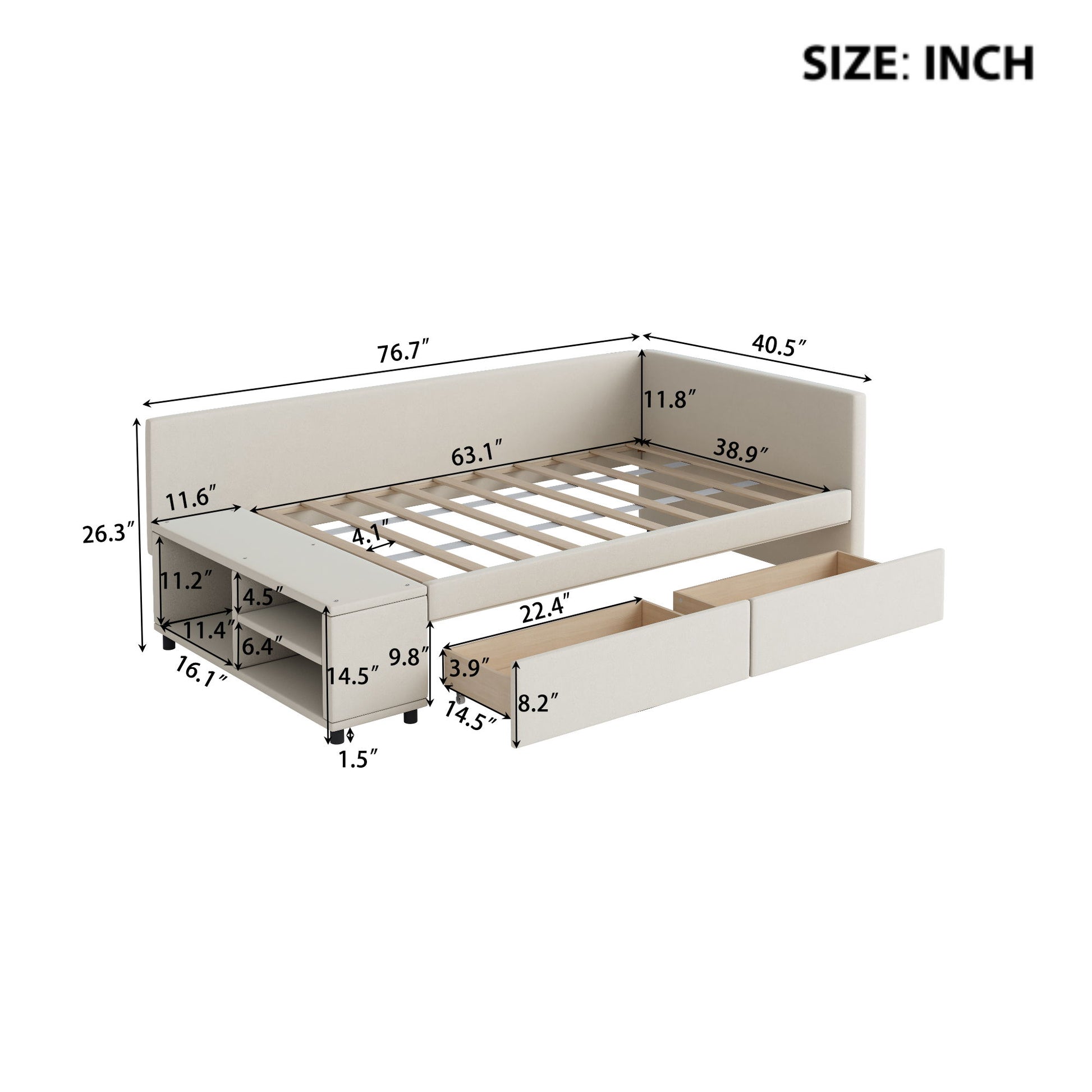 L Shaped Upholstered Platform Bed With Storage And Drawers - The Sleep Loft - Online Mattress Showroom NYC