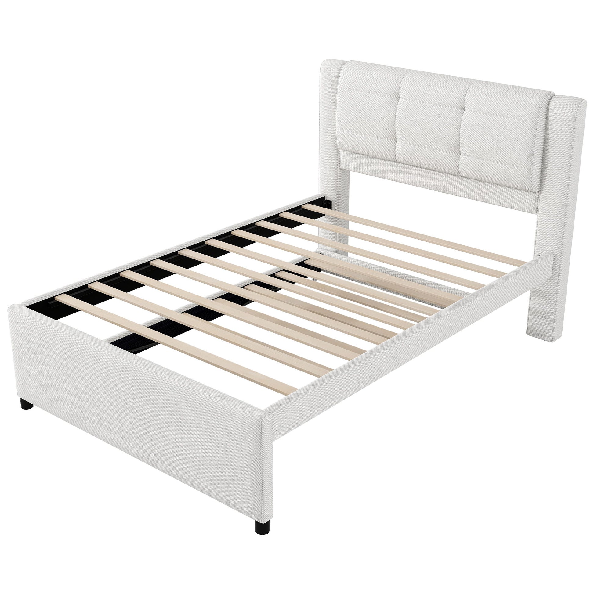 Upholstery Platform Bed With Trundle, Trundle Can Be Flat Or Erected - The Sleep Loft - Online Mattress Showroom NYC