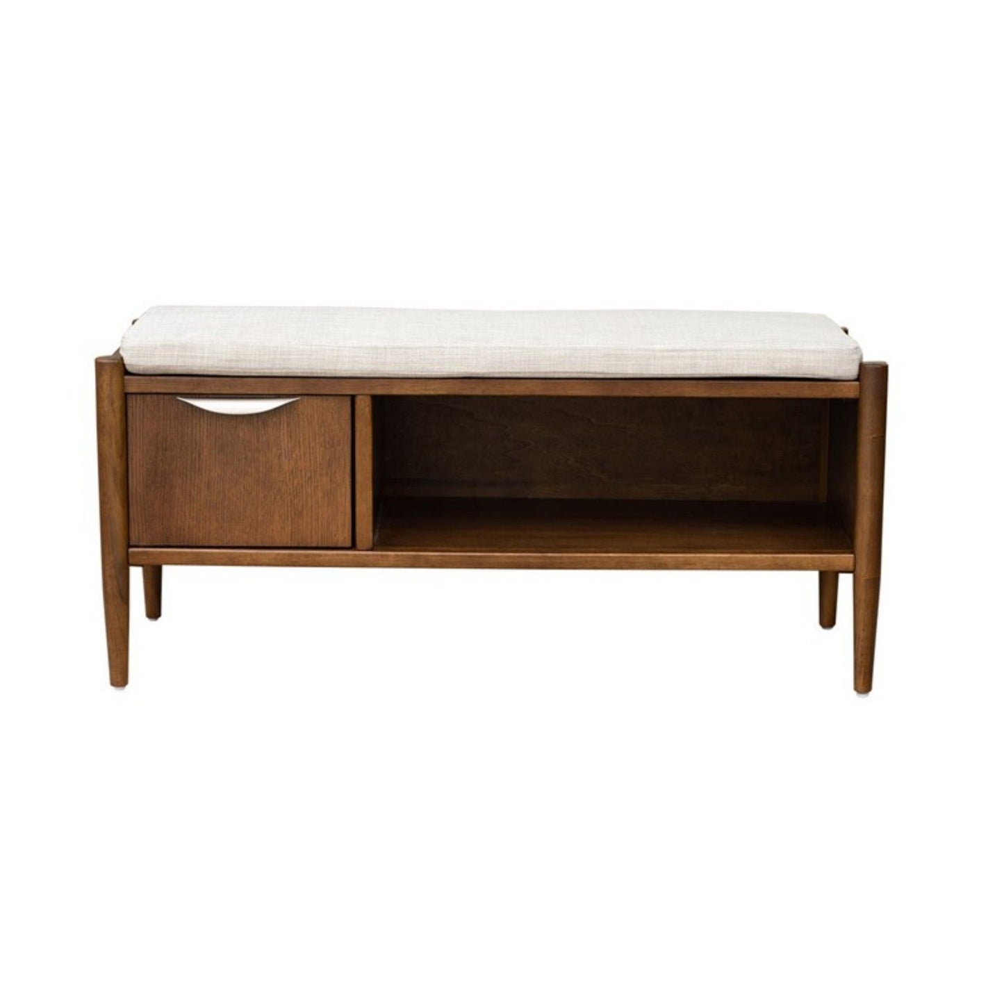 Accent Bench With Storage, Upholstered Cushion - Walnut Brown - The Sleep Loft - Online Mattress Showroom NYC