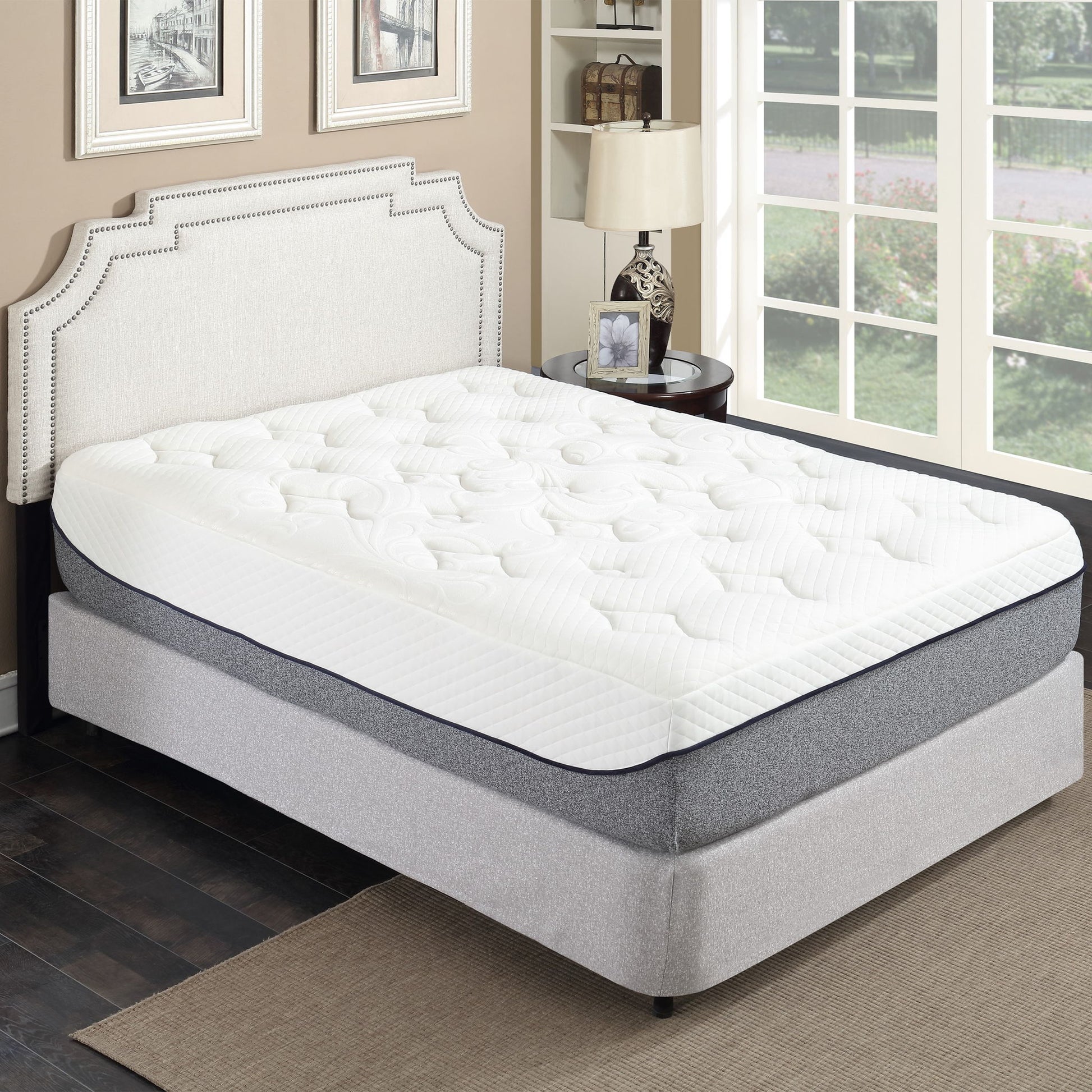 Ultra Plush 13" Gel Memory Foam Mattress For King Size Bed With Double Layered Jacquard Cover - Gray / White - The Sleep Loft - Online Mattress Showroom NYC