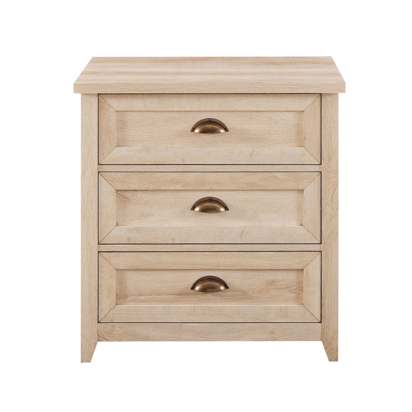 Transitional Farmhouse Framed 3 Drawer Nighstand With Cup Handles - The Sleep Loft - Online Mattress Showroom NYC