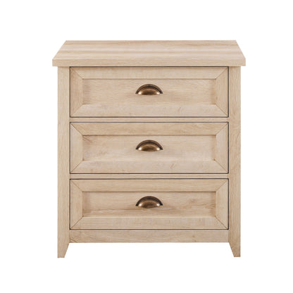 Transitional Farmhouse Framed 3 Drawer Nighstand With Cup Handles - The Sleep Loft - Online Mattress Showroom NYC