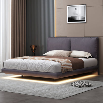 Upholstered Platform Bed With Sensor Light And 2 Large Backrests, With 2 Sets Of USB Port And Socket On Each Rear Bed Leg - The Sleep Loft - Online Mattress Showroom NYC