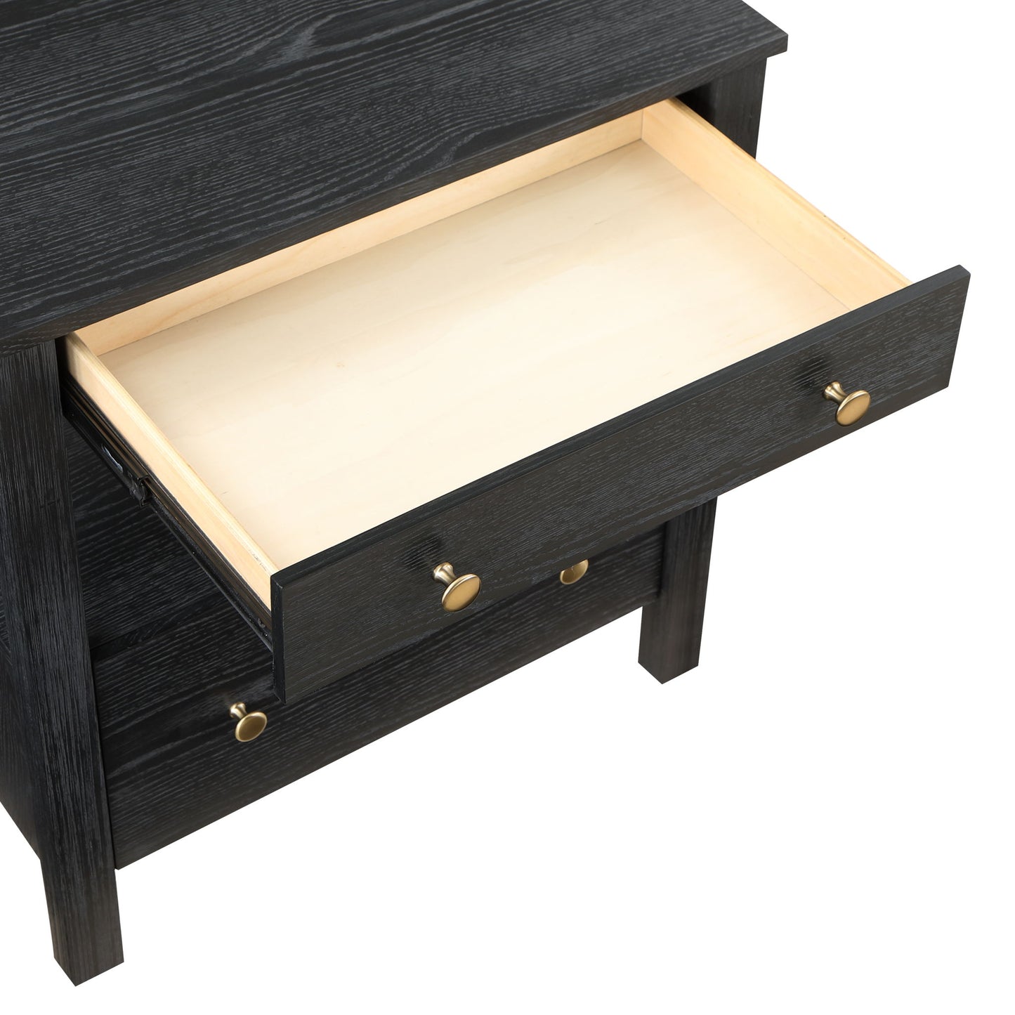 Danielle - 2 Drawer Nightstand With Knobs - Black - The Sleep Loft - Online Mattress Showroom NYC