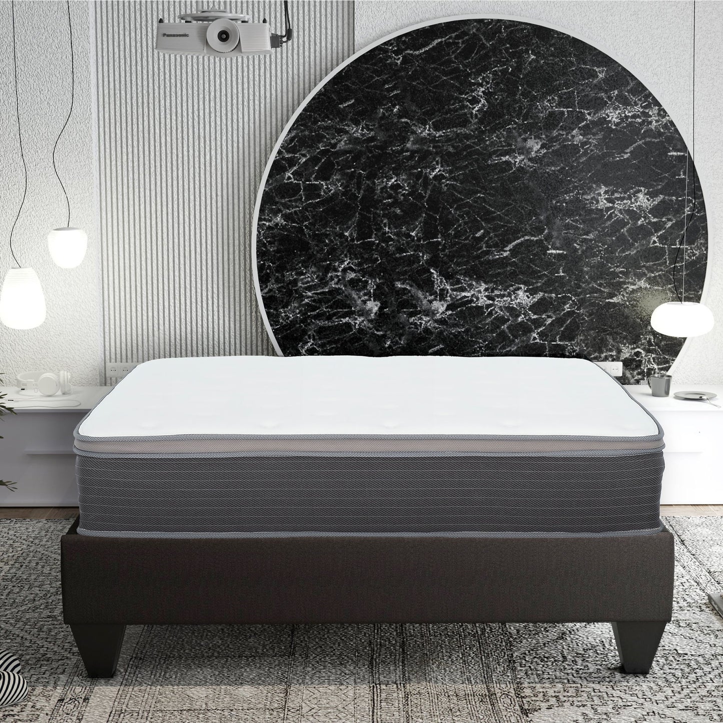 12'' Queen Size Hybrid Mattress In A Box, Plush Gel Memory Foam Mattress Top With Pocket Coil Base - Gray / White - The Sleep Loft - Online Mattress Showroom NYC