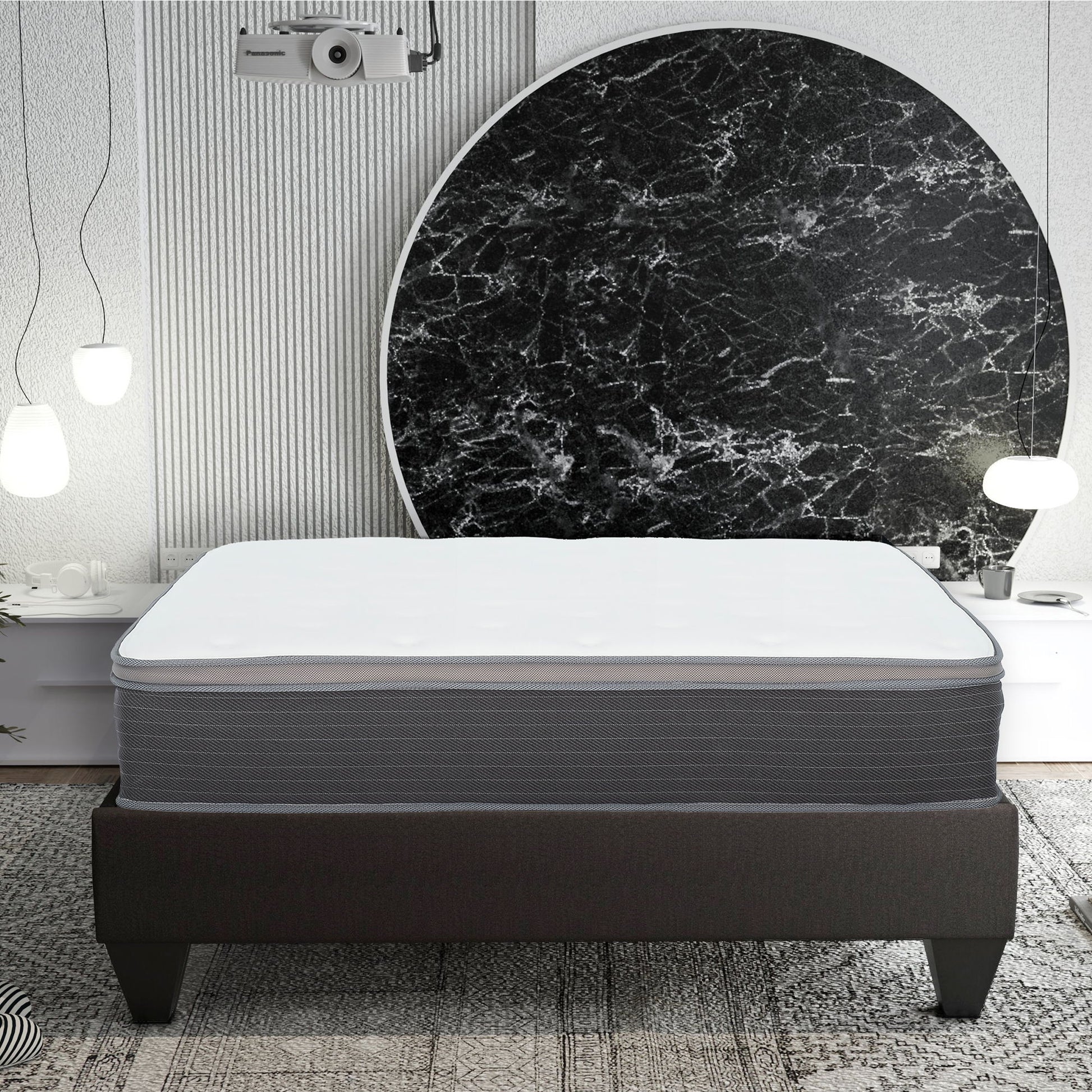 12'' Queen Size Hybrid Mattress In A Box, Plush Gel Memory Foam Mattress Top With Pocket Coil Base - Gray / White - The Sleep Loft - Online Mattress Showroom NYC