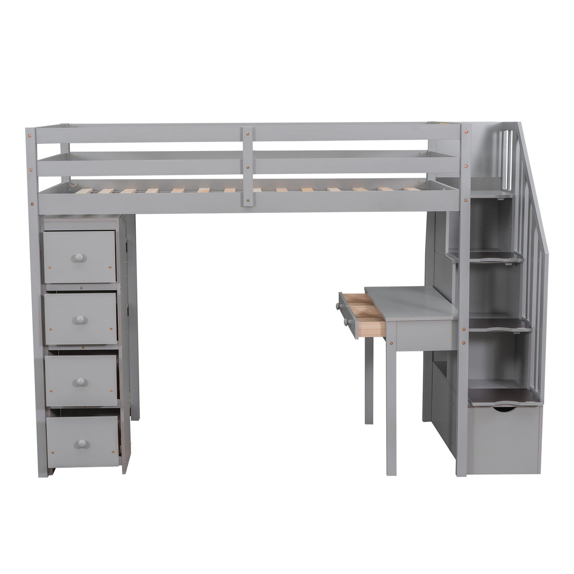 Loft Bed With Storage Drawers, Desk And Stairs With Shelves - The Sleep Loft - Online Mattress Showroom NYC