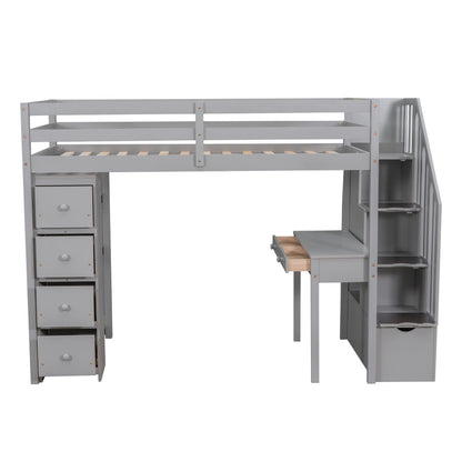 Loft Bed With Storage Drawers, Desk And Stairs With Shelves - The Sleep Loft - Online Mattress Showroom NYC