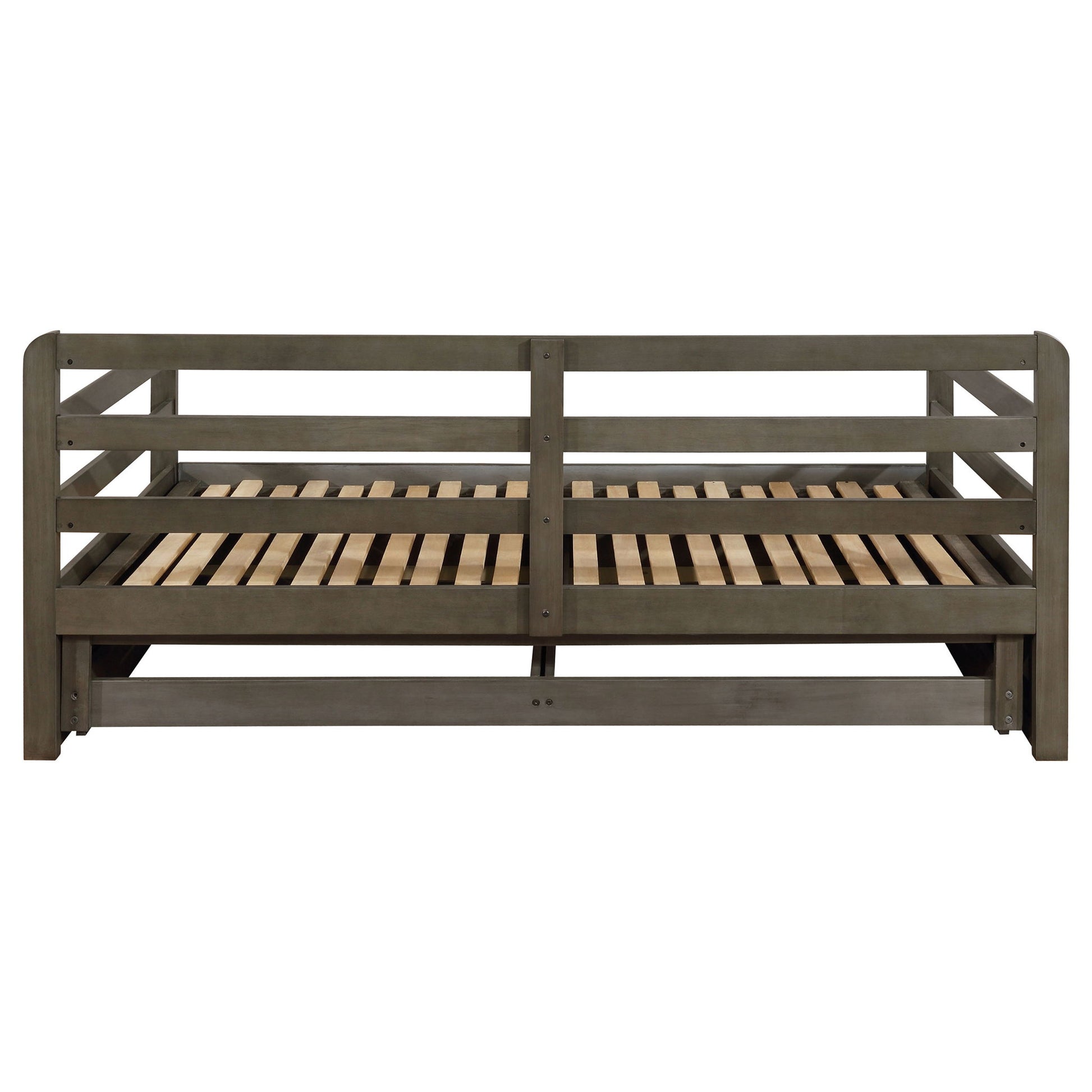 Twin Long 2 Drawer Daybed With Extendable Trundle, Storage Drawers, Fits Standard Mattress - Gray - The Sleep Loft - Online Mattress Showroom NYC