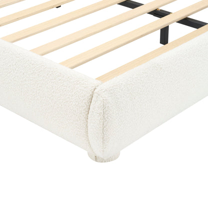 Upholstered Simple Modern Bedroom Bed With Curved Headboard - The Sleep Loft - Online Mattress Showroom NYC