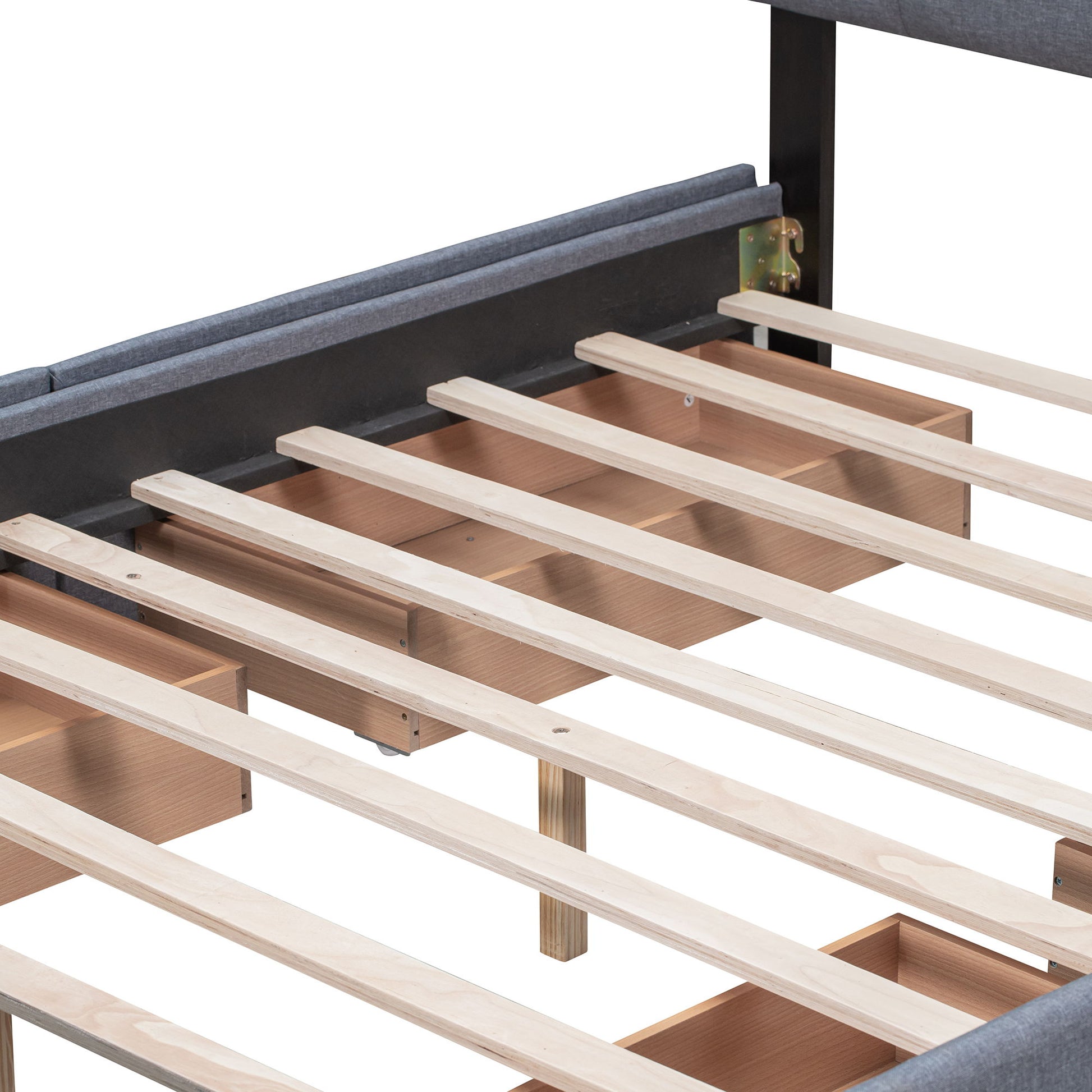 Upholstered Platform Bed With Classic Headboard And Drawers, No Box Spring Needed - The Sleep Loft - Online Mattress Showroom NYC