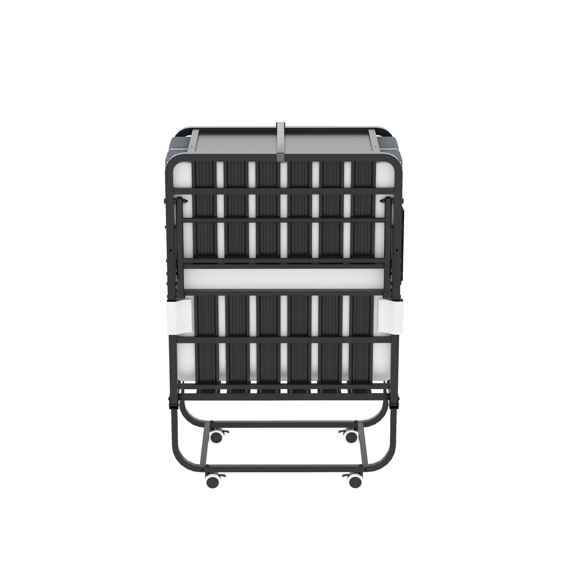 Twin Folding Bed With Adjustable Headboard & Memory Foam Mattress, Portable Coton Wheels For Tall People, Space-Saving Guest Bed - Black - The Sleep Loft - Online Mattress Showroom NYC