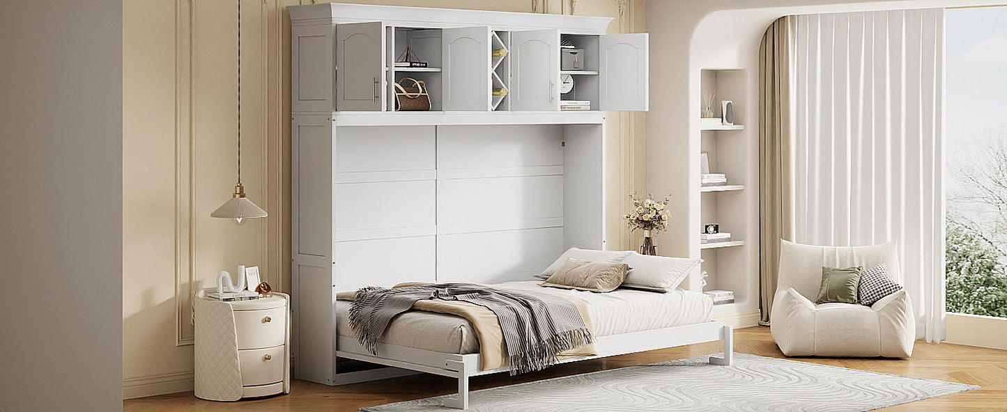 Murphy Wall Bed With Top Cabinets & Wine Rack - The Sleep Loft - Online Mattress Showroom NYC