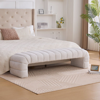 Modern Upholstered Armless Bed Bench With Channel Tufted Design - The Sleep Loft - Online Mattress Showroom NYC