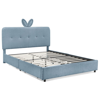 Upholstered Bed With Oversized Rabbit Ear Headboard, LED Lights & 4 Storage Drawers - The Sleep Loft - Online Mattress Showroom NYC